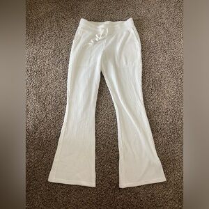 White Waffle Knit Cozy Pants